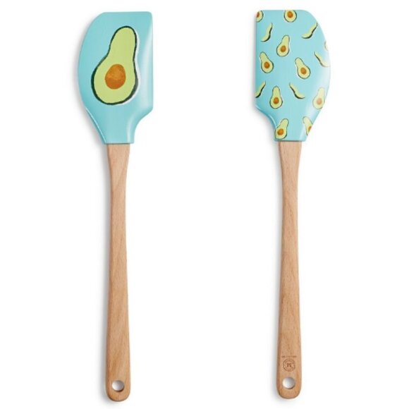 Martha Stewart Avocado Silicone Spatulas Set of 2 NWT Beechwood Handles Utensils - Picture 1 of 8